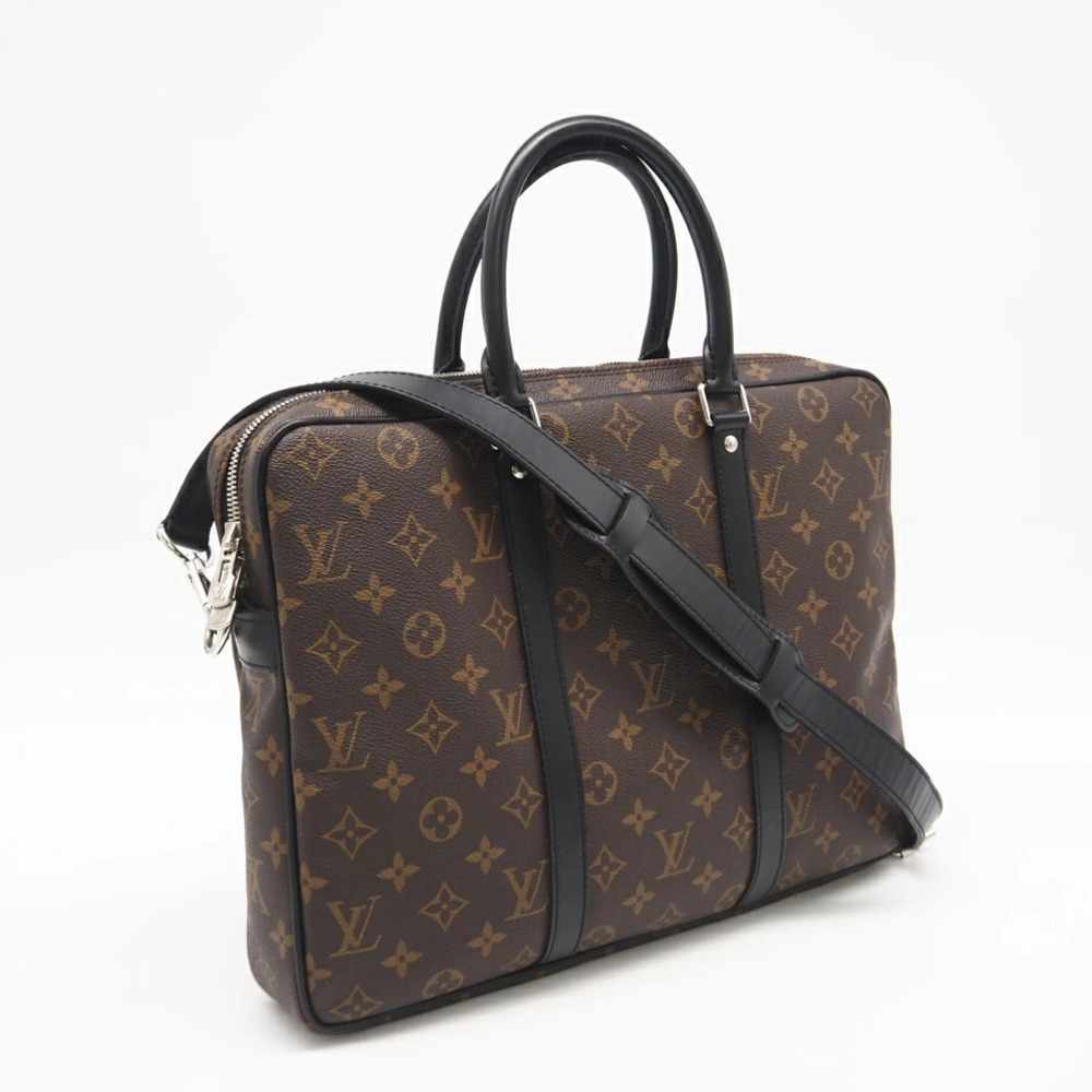 Louis Vuitton Monogram Macassar Brown Porte Documents Voyage business bag Brown